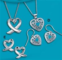Sterling Silver Open Heart Set