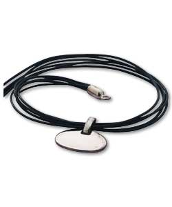 Sterling Silver Oval Tag Pendant on a 5 Strand Cord