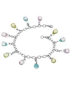 Sterling Silver Pastel Drop Charm Bracelet