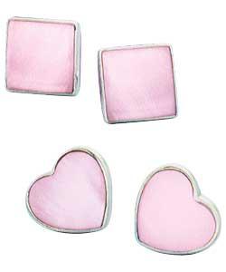 Sterling Silver Pink Mother of Pearl Stud Earrings