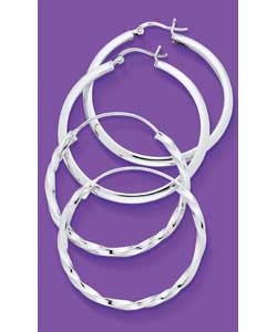 Sterling Silver Set of 2 Creole Earrings