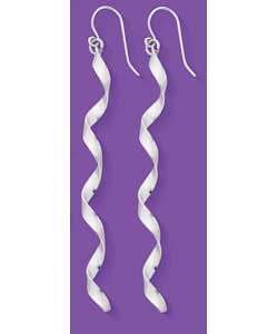 Sterling Silver Spiral Twist Drop Earrings