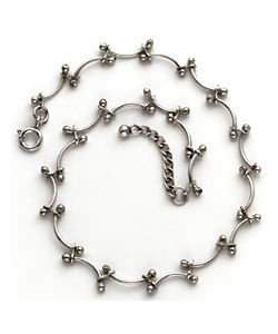 Sterling Silver Wave and Ball Anklet