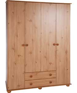 Unbranded Stirling 4 Door 2 Drawer Wardrobe - Pine Effect