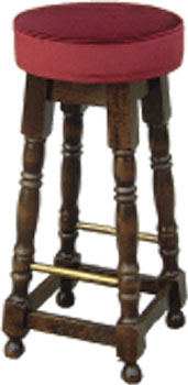 STOOL TUDOR HIGH BRASS RAIL UPHOLSTERED