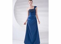 Unbranded Stretch satin Ankle-length One Shoulder Royal