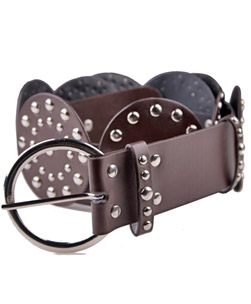 Studded Disc Belt Dark Brown