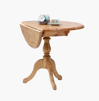 CIRCULAR DROP LEAF PEDESTAL TABLE. EXTENDS TO 3692CM
