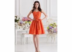 Unbranded Taffeta Knee-length Strapless Sweetheart Orange