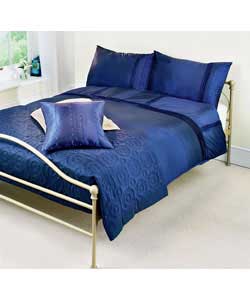 Taffeta Pintuck King Size Duvet Cover Set - Navy