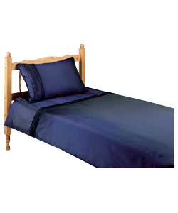 Taffeta Pintuck Single Duvet Cover Set - Navy