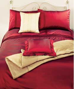 Taffetta Pintuck Double Duvet Cover Set - Ruby