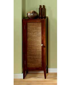 Bathroom storage unit with door.Birch veneer on MDF and solid birch wood with dark walnut stain.Ratt