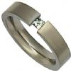 Titanium 5mm wide court flat ring with 10 point princess cut diamond