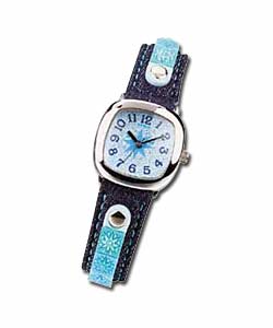 TMX Girls Denim Strap Watch