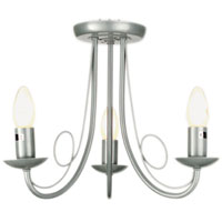 Trabazon 3 Arm Semi Flush Ceiling Light Steel Effect