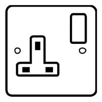 (H)96 x (W)96 mm, Socket switched 1 gang 13A double pole with black insert, Antique Georgian brass