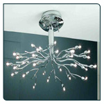 30 Light chrome finish semi-flush fitting designed to bring nature indoors. Comes complete with