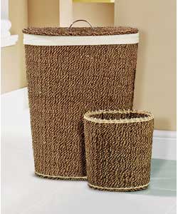 Two tone seagrass.Linen bin - 75 Litre capacity.Size of Linen Bin: (W)46, (D)33, (H)56cmSize of Wast