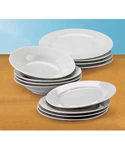 Value 12 Piece White Porcelain Dinner Set