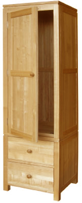 Unbranded WARDROBE SINGLE DOOR 2 DRAWER OILED HARDWOOD ACORN