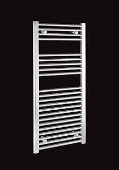 Rail Size 500mm x 1100mmBTU 1156Watts 339Chrome D Ladder Flat heated towel rail5 year manufacturers 