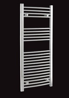 Rail Size 500mm x 1100mmBTU 1163Watts 459Chrome D Ladder Curved heated towel rail5 year manufacturer