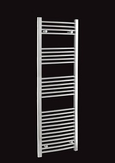 Rail Size 550mm x 1400mmBTU 1565Watts 459Chrome D Ladder Curved heated towel rail5 year manufacturer