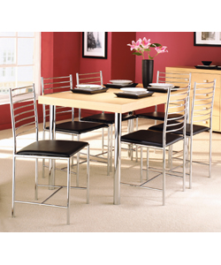 Washington Chunky Beech Effect/Chrome Table/4 Jenny Chairs