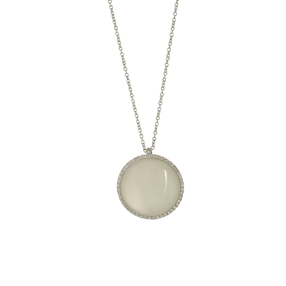 Unbranded White Agate Diamond Pendant