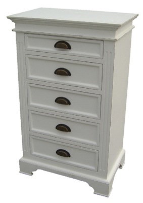 WHITE CHEST OF DRAWERS 5 DRAWER KRISTINA