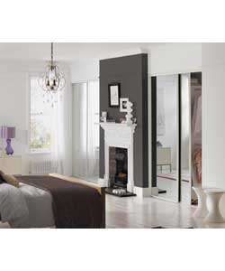 Unbranded White Frame Mirror Sliding Wardrobe Door Basix