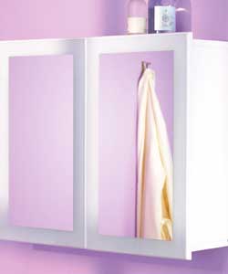 MDF double mirror door cabinet in white finish. Mi