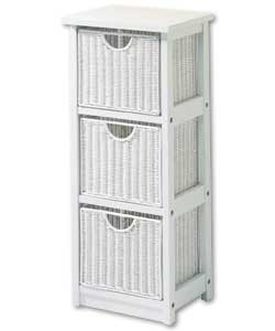 White Rattan Effect 3 Drawer Chest