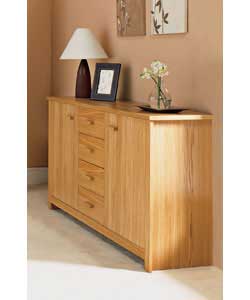 Size (H)82.8, (W)160, (D)38cm.2 door, 4 drawer sideboard.2 adjustable internal shelves.Self assembly