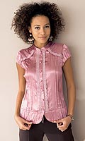 Womens Lace Trim Blouse