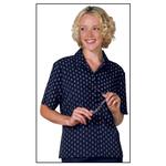 Womens Navy Diamond Print Business Blouse - Size 12