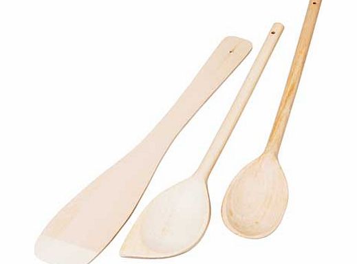 Unbranded Wooden 3 Piece Kitchen Utensils Set