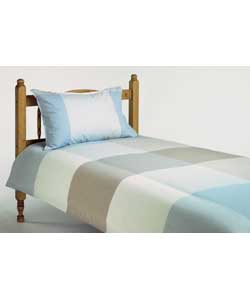 Woven Check Single Duvet Cover Set - Blue/Brown