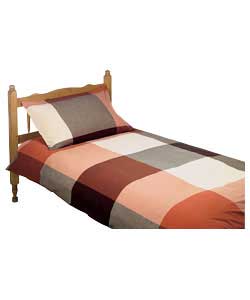 Woven Check Single Duvet Cover Set - Terracotta