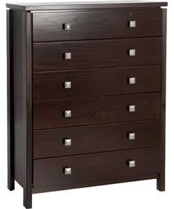 Unbranded Wren 6 Drawer Chest - Warm Black