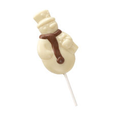 Enjoy our delicious white chocolate snowman lolly decorated with milk and dark chocolate. No carrot 