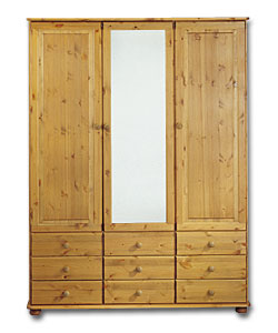 Wycombe 3 Door 9 Drawer Wardrobe with Mirror