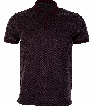 Unbranded Z Zegna Geo Print Polo Burgundy