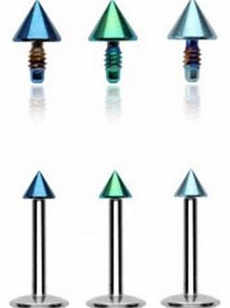 Urban Body Jewellery Pack of 3 Titanium & Steel 1.2mm Internally Threaded Body Piercing Labrets