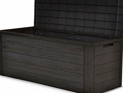 Urban Outdoor Garden Cushion Wooden Effect Plastic Storage Box 300L Litres