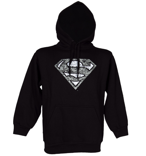 Mens Distressed Superman Logo Hoodie from