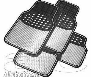 Urban X Universal Shiney Silver Chrome Metallic Style Effect Black Stylish Car Rubber Mats Full Set