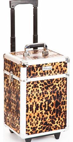 Urbanity Flexi Leopard Professional College Aluminium Beauty Makeup Cosmetic Trolley Case