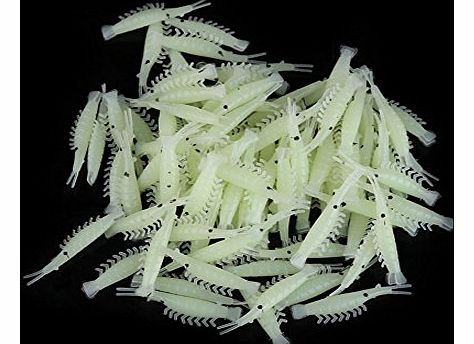 Vakind 100pcs Small Shrimp Fishing Soft Luminous Simulation Prawn Lure Hook Bait